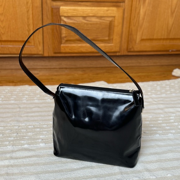 Gianni Versace vintage black patent leather tote shoulder bag silver hardware - Picture 2 of 16